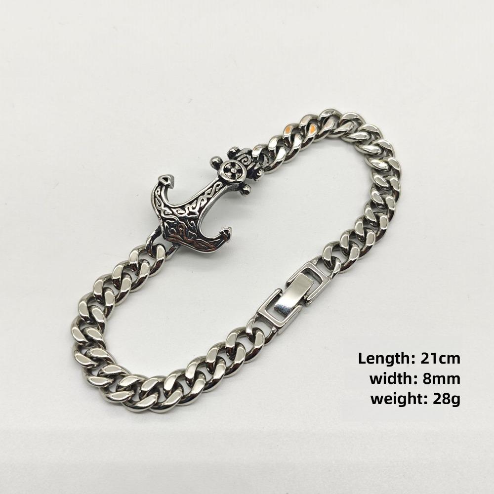Mens Viking Anchor Titanium Steel Bracelet Retro Bold Fashion Accessory