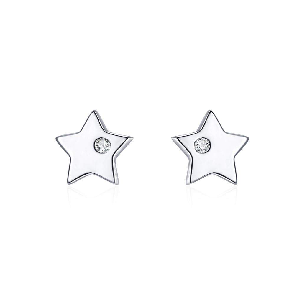 925 Sterling Silver Five-Pointed Star Stud Earrings: Women's Classic and Elegant Fashion Jewelry