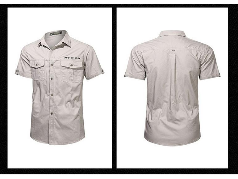 Men's Summer Military-Style Cotton Short-Sleeve Shirt - Casual, Lightweight, Multi-Pocket, Plus Size Workwear