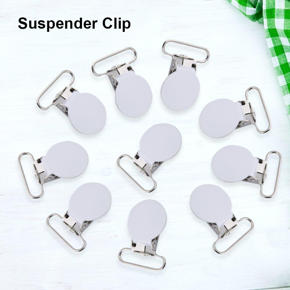 

Zerone Pacifier Clips, 10 Pieces Suspender Clips 25Mm Round Iron Suspender Clips, for DIY Making, 36.5Mm/1.4Inch(White) чёрный