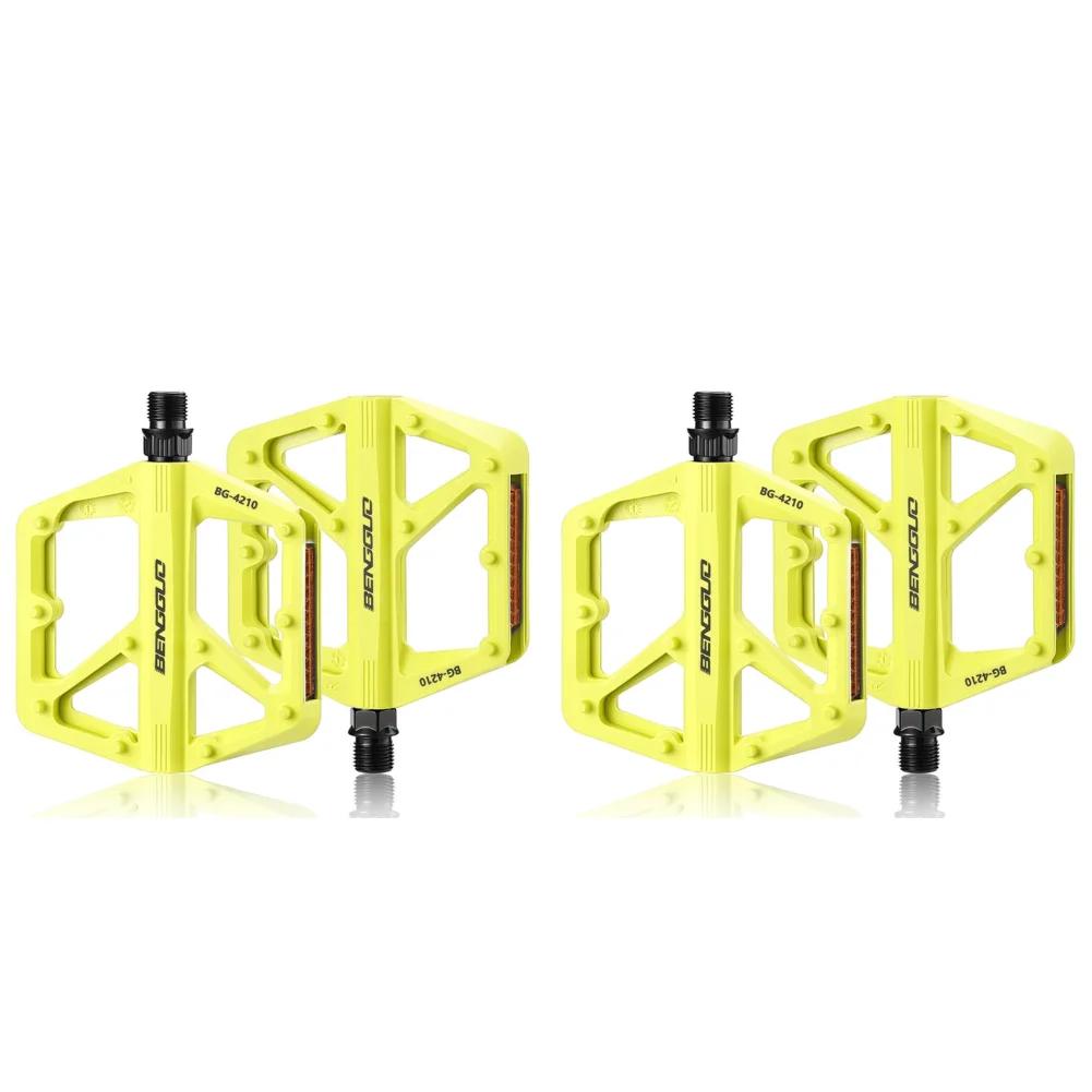 1/2Pairs Bike Pedals with Reflector Double DU Bearing Ultralight Mountain Road Bike Flat Pedals Nylon Bicycle Pedals