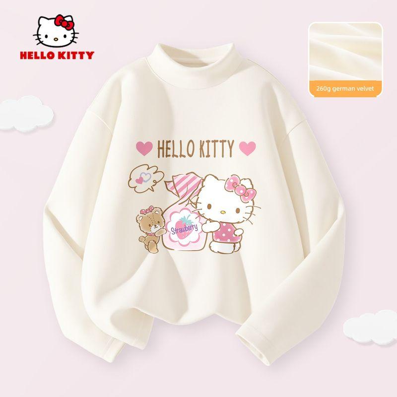 Hello Kitty Girls' Fleece-Lined Base Layer Shirt, Children's Long-Sleeve T-Shirt, Thermal Top in Pink, Stylish Inner Wear
