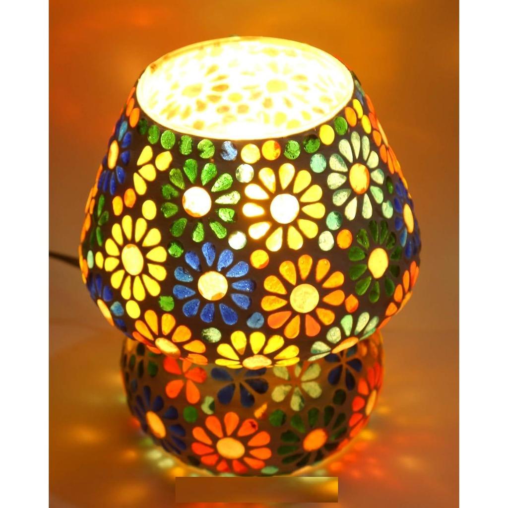 Mosaic Style Dome Shaped Glass Table Lamp (Multicolour)