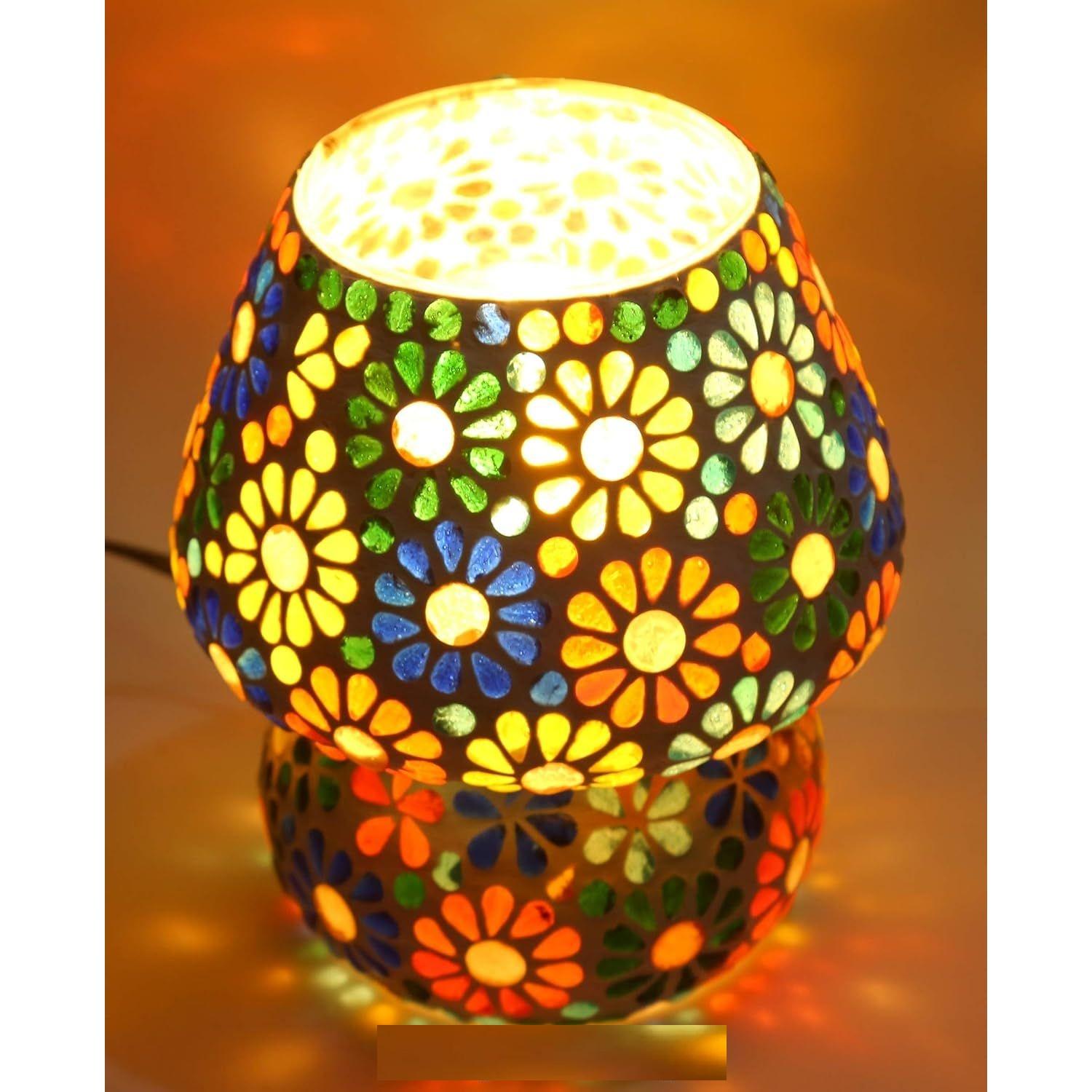 

Mosaic Style Dome Shaped Glass Table Lamp (Multicolour)
