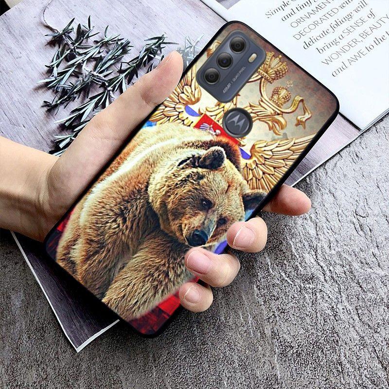 

Чехол с изображением российского черного медведя для Motorola Moto EDGE 20pro EDGE 20lite E6 E7, чехол G STYLUS GPLAY GPOWER G 5G PLUS G30 G100 Funda Coque MOTO EDGE 20LITE