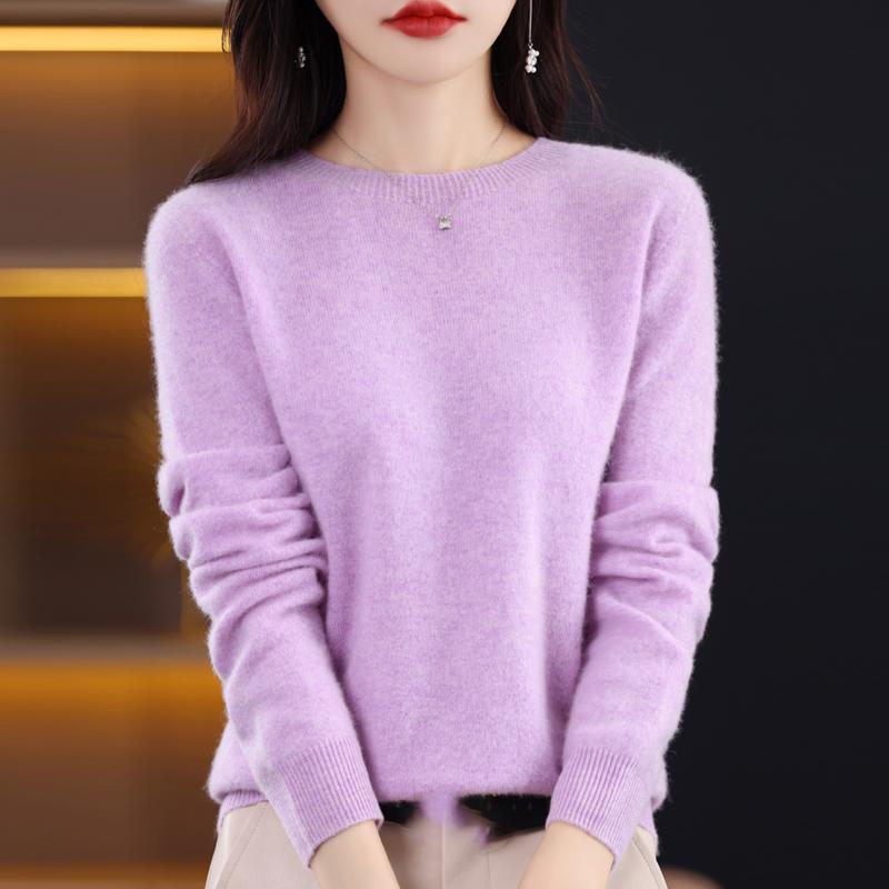 Pullover Casual in Maglia da Donna Autunno e Inverno Morbido e Caldo Manica Lunga Base Girocollo