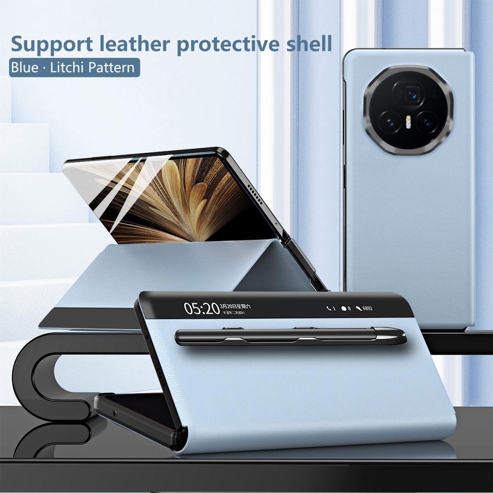 Lychee Leather Smart Wake & Sleep Magnetic Leather Stand Phone Case For Honor Magic V 5 Magic V5 Camera Protection Cover
