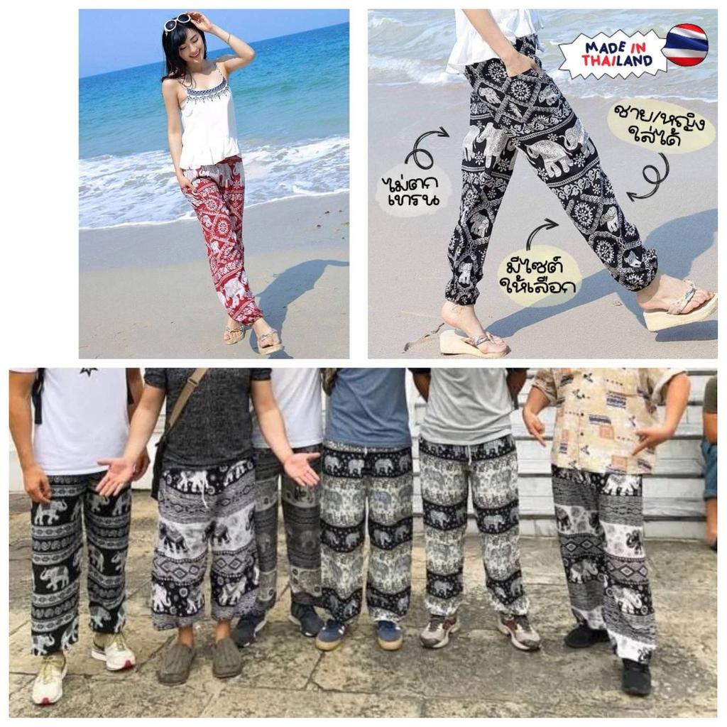 Elefant Jumpsbukser Justerbar Elastisk Midjebånd Stropp Unisex Kvinner Menn Trykk Thailand Casual Streetwear Strand Sommer Boho Bohemsk Retro Vintage