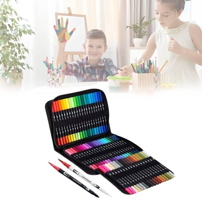 Premium 120 Color Dual Head Watercolor Brush Pens Washable Safe For Children Art Projects