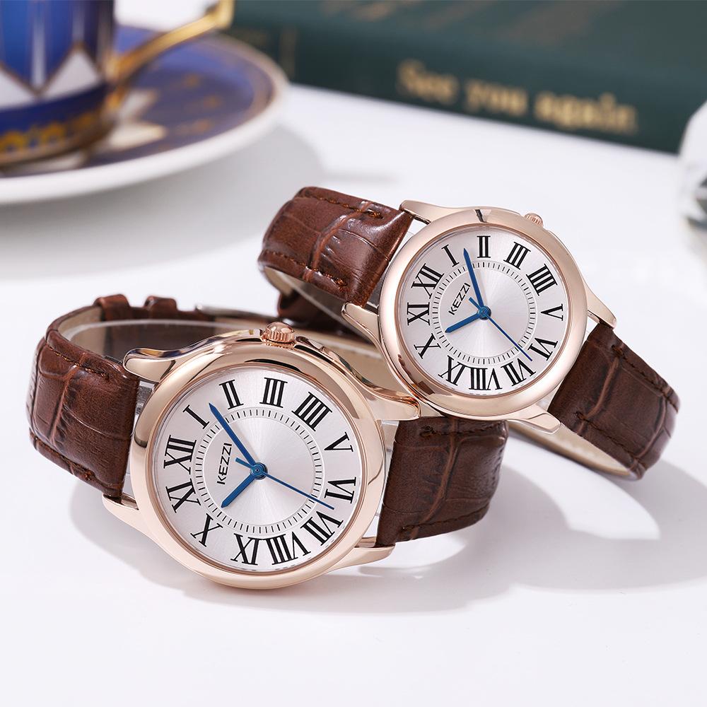 New Fashionable Student Small Round Watch Roman Numeral Trendy Belt Watch Simple Temperament Quartz Watch