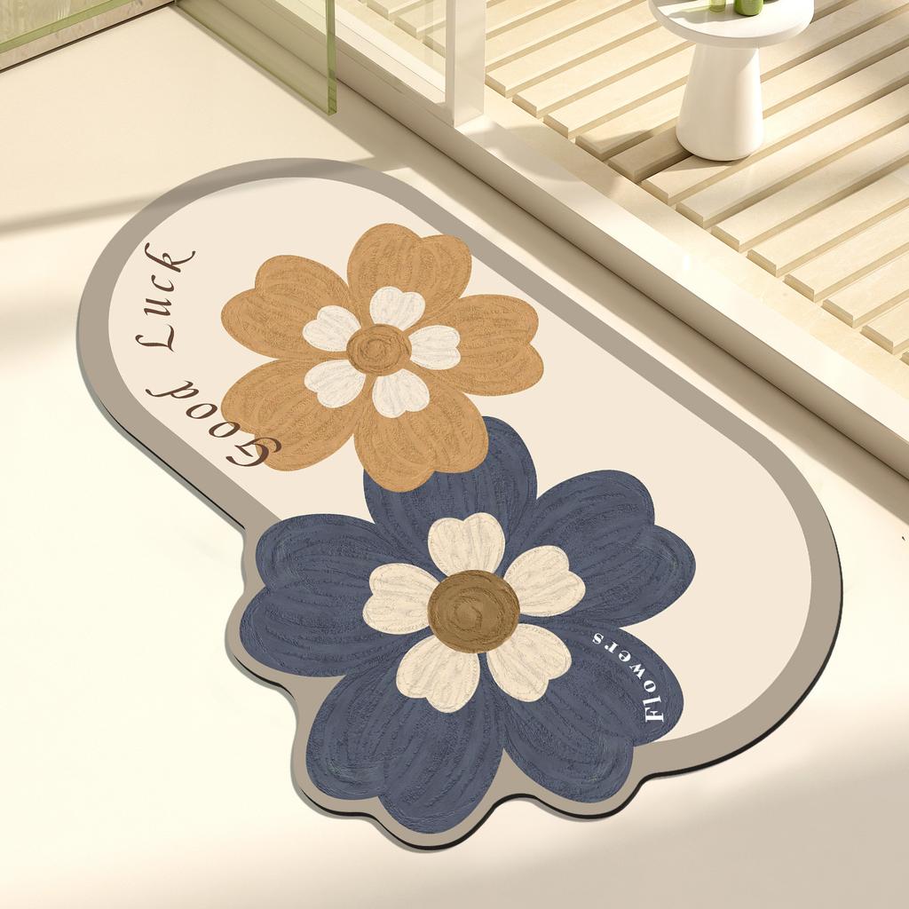 Blumenförmige Bodenmatte, rutschfeste und saugfähige Matte für den Badezimmereingang, Toilette, weiches Kissen, Badezimmer-Fußmatte