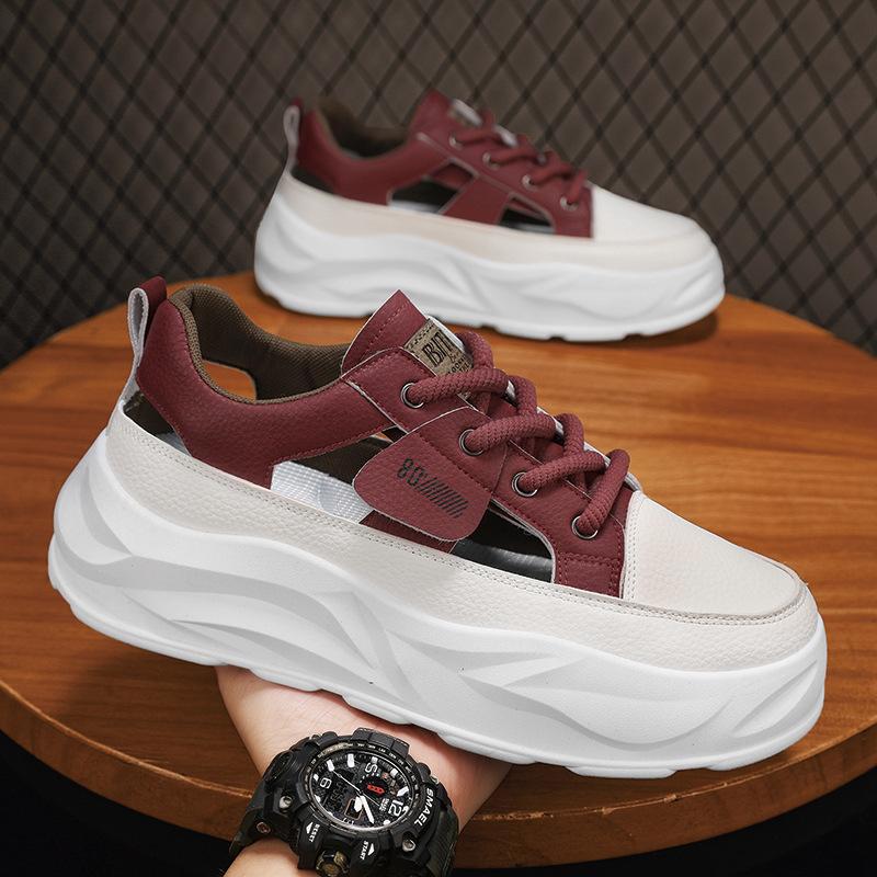 

Men s shoes 2025 spring new student campus youth style leather surface casual shoes men s platform height-increasing sports super shoes 44 красный