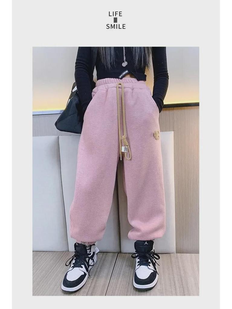 Leggings sport largi de iarnă pentru fete, din catifea cu căptușeală, culoare uni