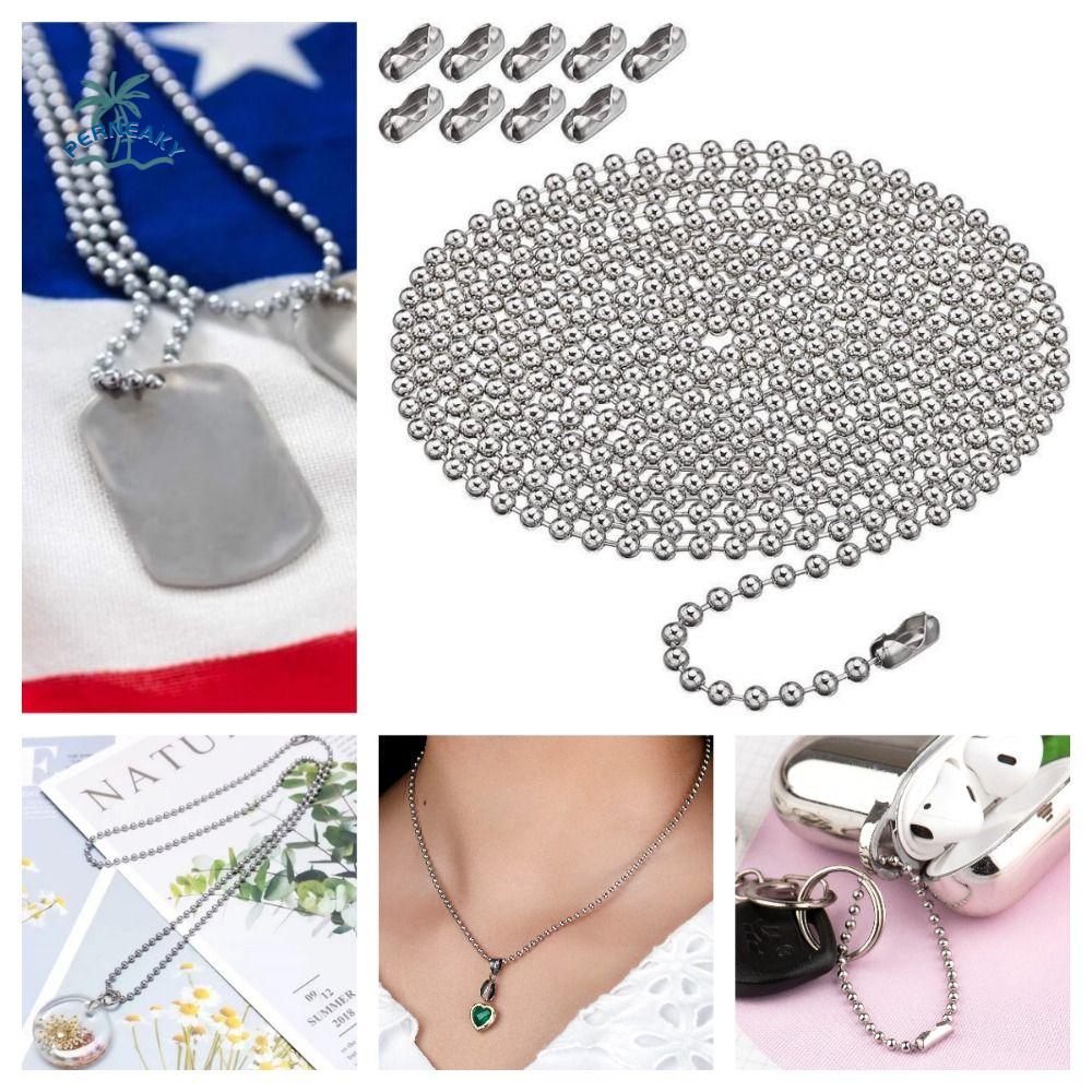 Adjustable Bead Link Chain DIY 3m Long Length Fan Pull Chain Extension Durable Pull Connector Mini Keychain Tags