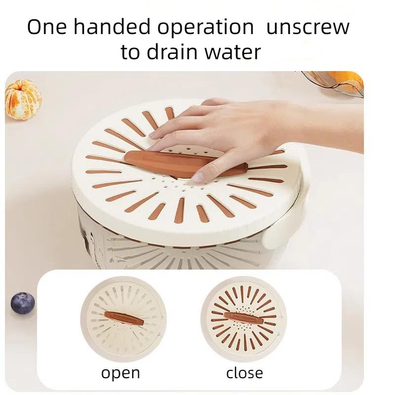 1pc Kitchen Foldable Draining Basket Sink Fruit Vegetable Washing Basket Refrigerator Food Preservation Storage Box With Lid
