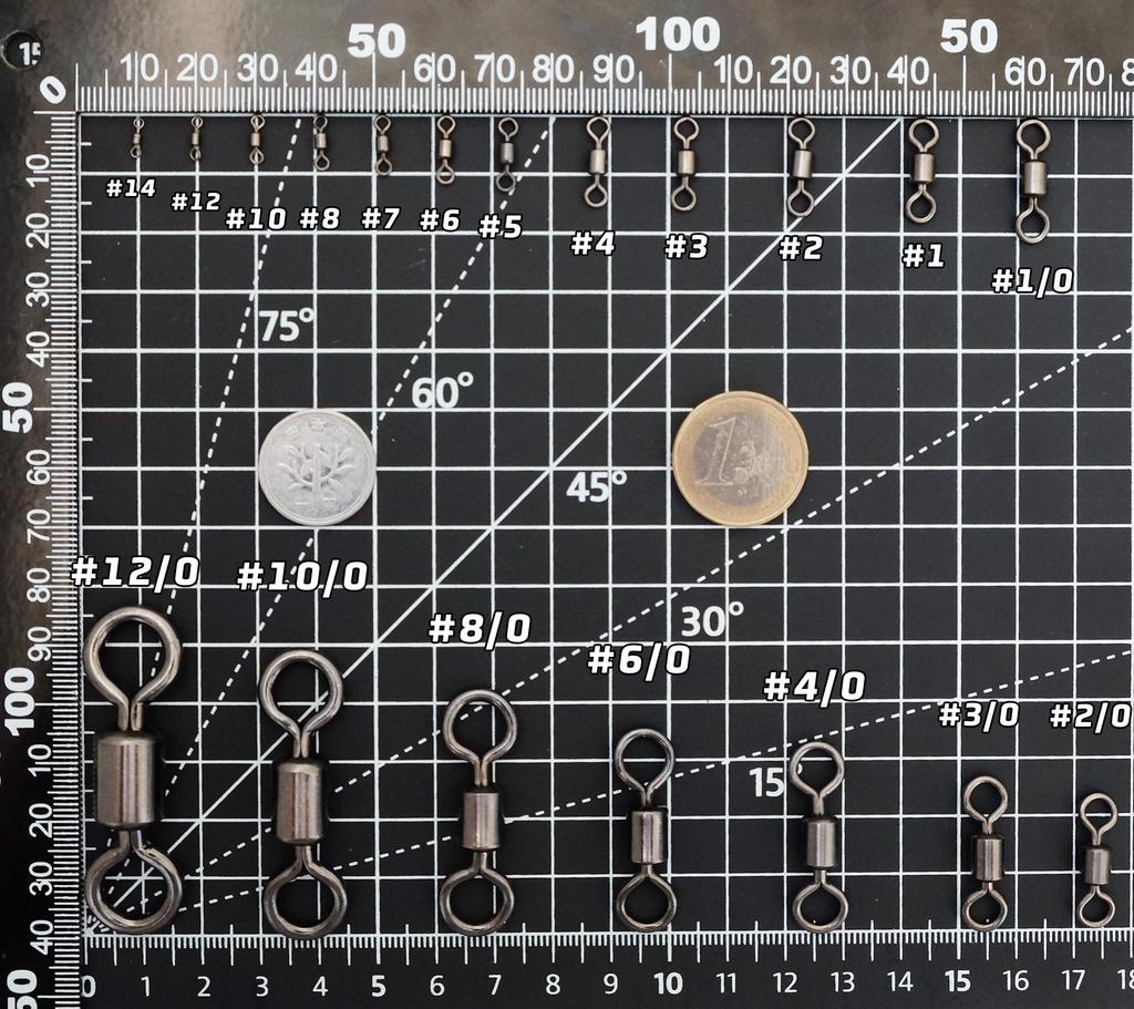 Piscorush Rolling Swivel Stainless Steel Fishing Tackle Snap Ocean Snap Pack of Set, Swivels, Swivels, 14#-12/0 (3/0, 95kg, 100)