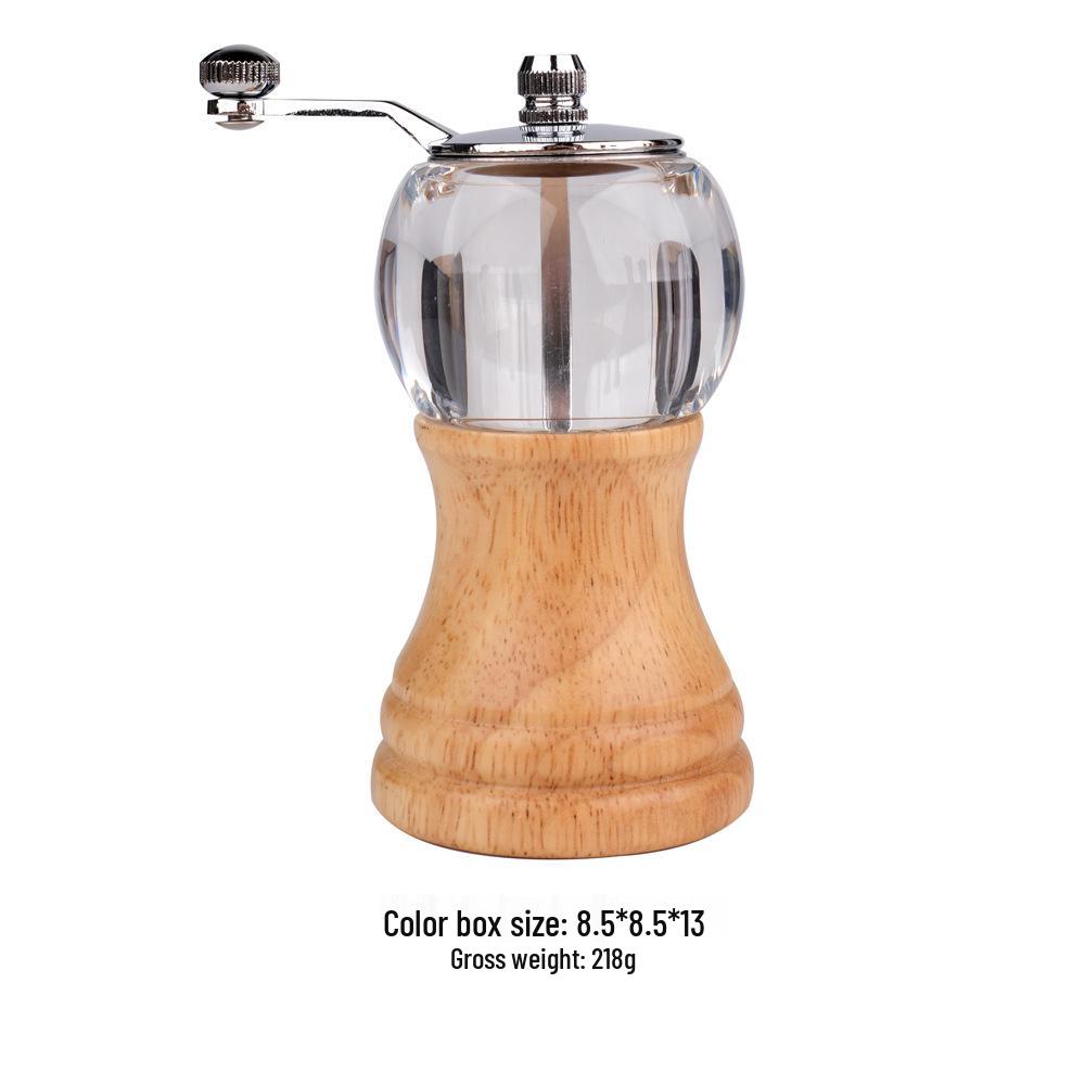 Hand-Cranked Solid Wood & Acrylic Pepper Grinder for Kitchen & Restaurant