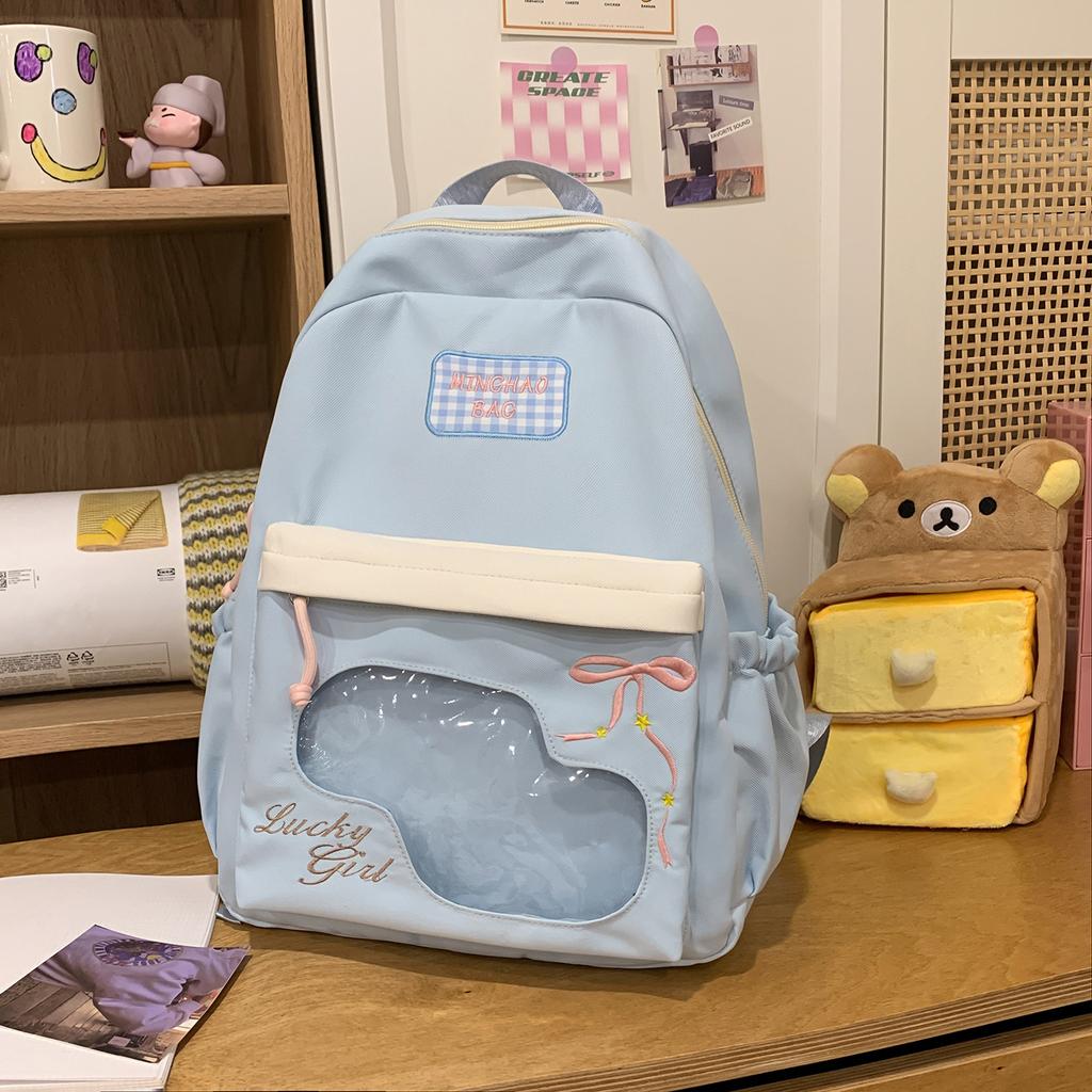 Schoolbag Cute Cartoon Two-dimensional Pain Bag Girl High-value Bow Student Class Commuting Versatile Backpack