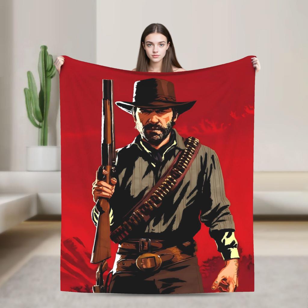 Warm Soft Blanket Travel Office Arthur Morgan  RDR 2 West Cowboy Vintage Bedding Throws  Flannel Bedspread For Sofa Bed Cover