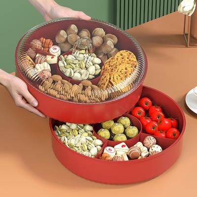 Tác na sušené ovoce, lehký, kreativní, potravinářský, dvouvrstvý, úložný box na ovoce s víkem, domácí svačinka, cukrovinky, sušené ovoce, krabice