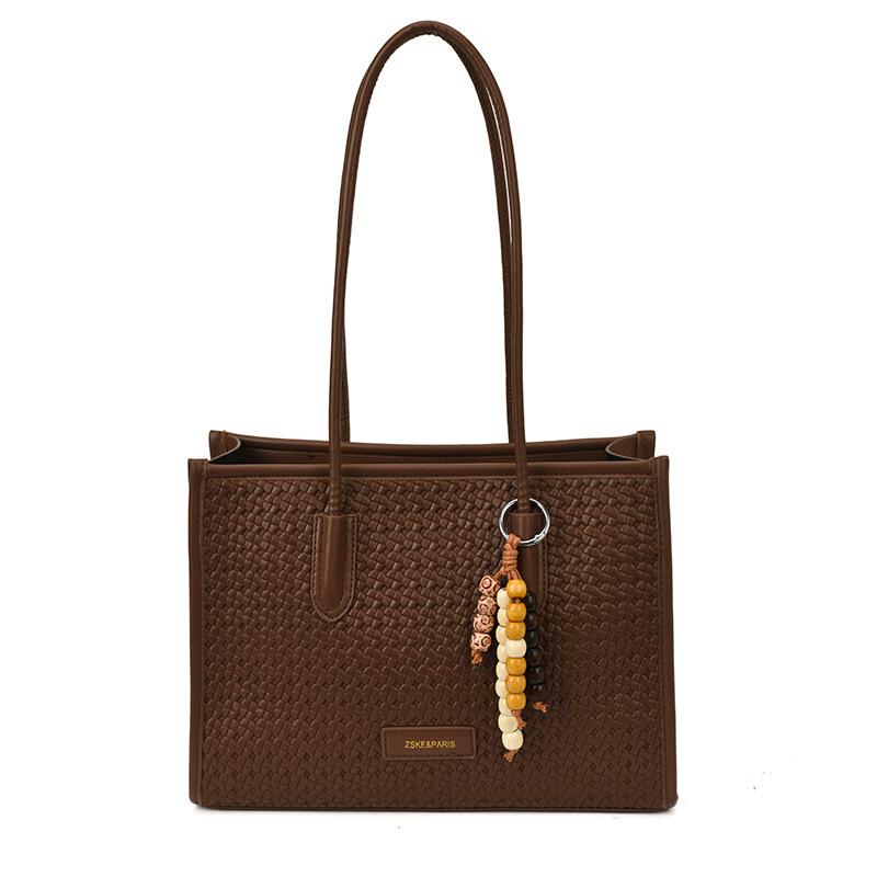 

Women s bag retro woven handbag large capacity 2025 autumn and winter new commuter shoulder tote bag no pendant