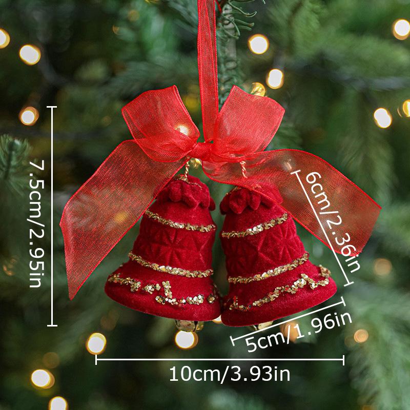 Gold Powder Red Christmas Decoration Flocking Pendant Bow Wreath Christmas Tree Hanging Ornament Xmas New Year Party Home Decor