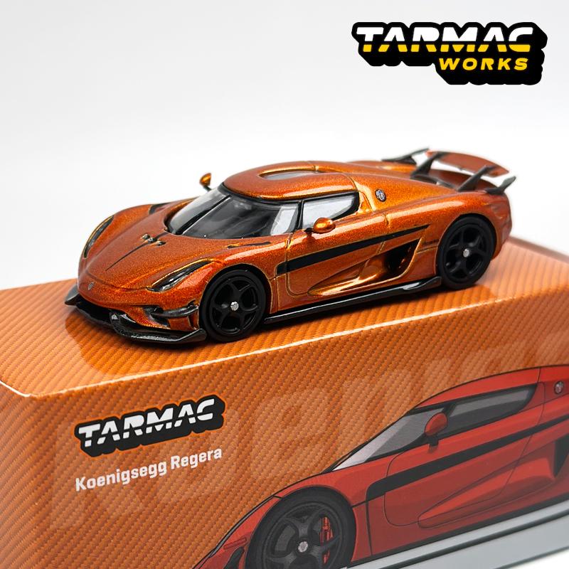 TW 1:64 Tarmac Works Koenigsegg Regera Orange Metallic Stripes alloy car model