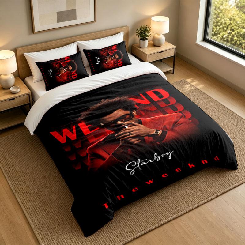 3Pcs Bedding SetThe Weeknd Soft Bed Sheet and Two Pillowcases Home Bedroom Decor