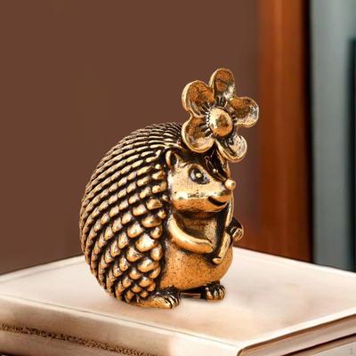 Brass Hedgehog Statue Table Antique Craft Garden Car Office Desktop Ornament