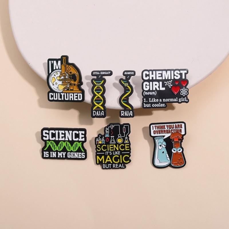 7 Stück Chemie Biowissenschaften Serie Emaille Broschen Chemikalien Struktur Anstecknadeln Kreative Broschen Pins