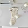 Autumn Soft Frilly Thick Trendy Ruffle Sweet Korean Style Socks Cotton Hosiery Middle Tube Women Camellia Socks