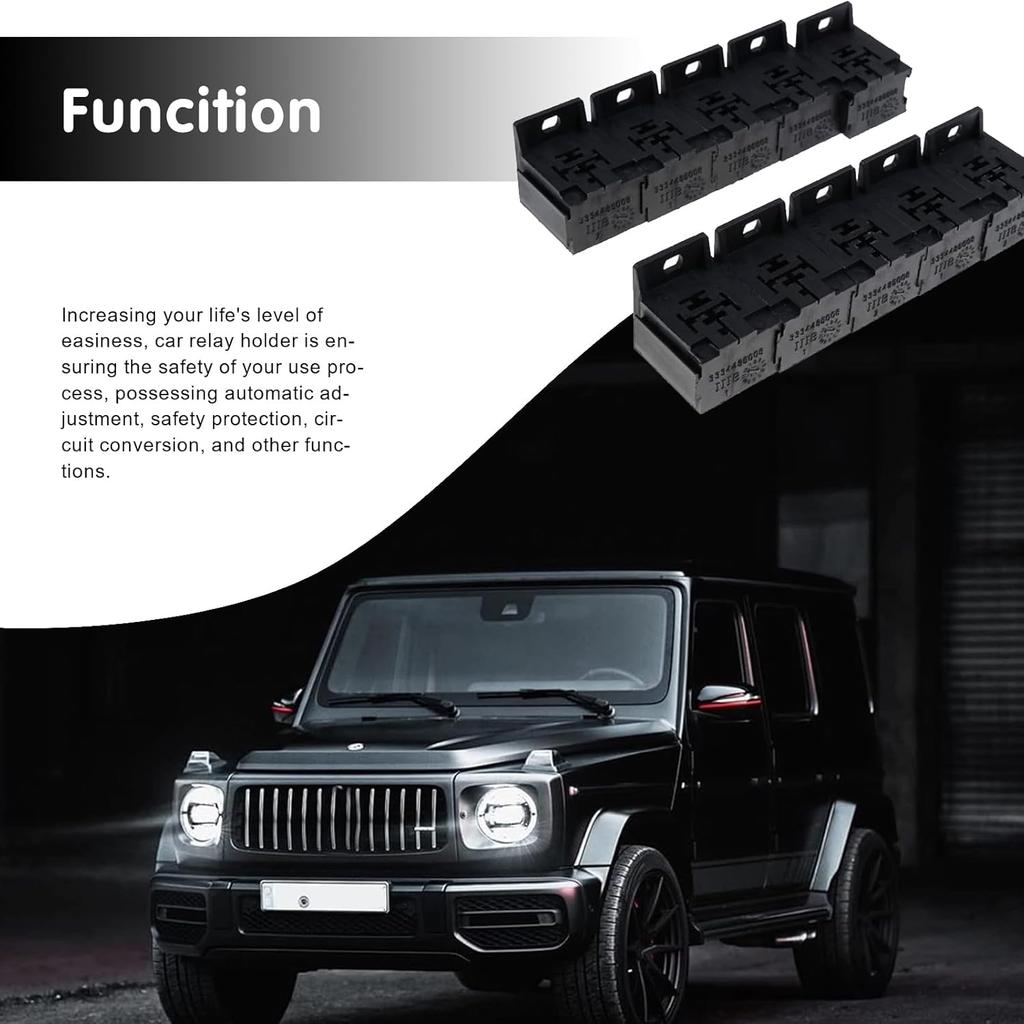 Packung-10 Relais Sockelhalter, 30-80A 5-Pin Buchsen mit 0,2 Zoll Klemmen-Kit, Universelles Ersatzzubehör für Automobile, für die meisten Autos, LKW