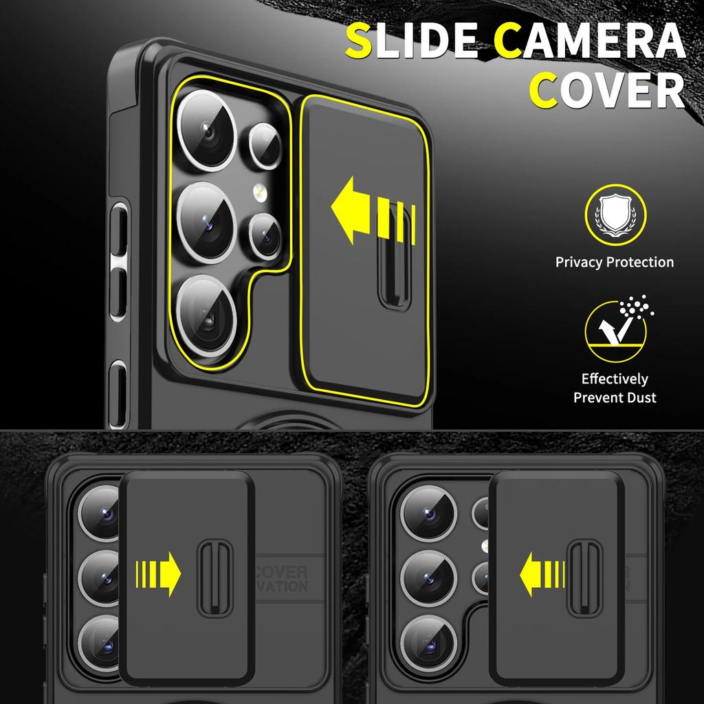 Capa Armor com Suporte de Anel Magnético para Samsung Galaxy S25 FE 5G S24 Ultra S23 S22 S21 Plus