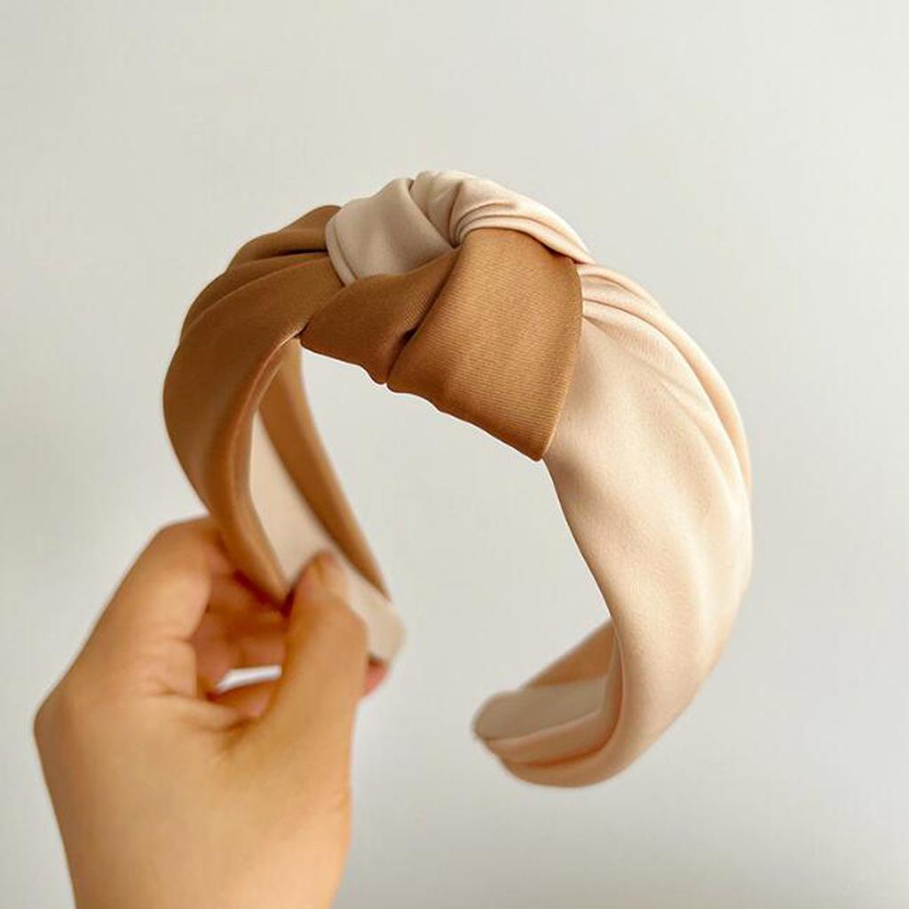 PROLY New Fashion Hairband For Women 5CM Wide Side Two Colors Patchwork Headband Casual Center Knot Headwear Hair Accessories