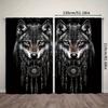 Retro Wolf Sheer Curtains Head Dreamcatcher Print Living Room Study Mystical Decor Semi Made Of Polyester Sitting Window Treatment