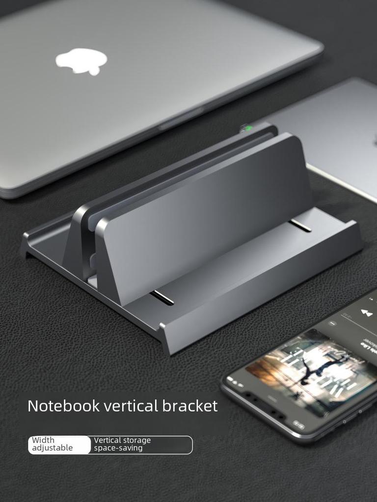 3-in-1 Aluminum Vertical Stand for Laptop, Tablet, and Phone Storage