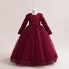 Girl Long Sleeve Dress Princess Party Gown Flower Performance