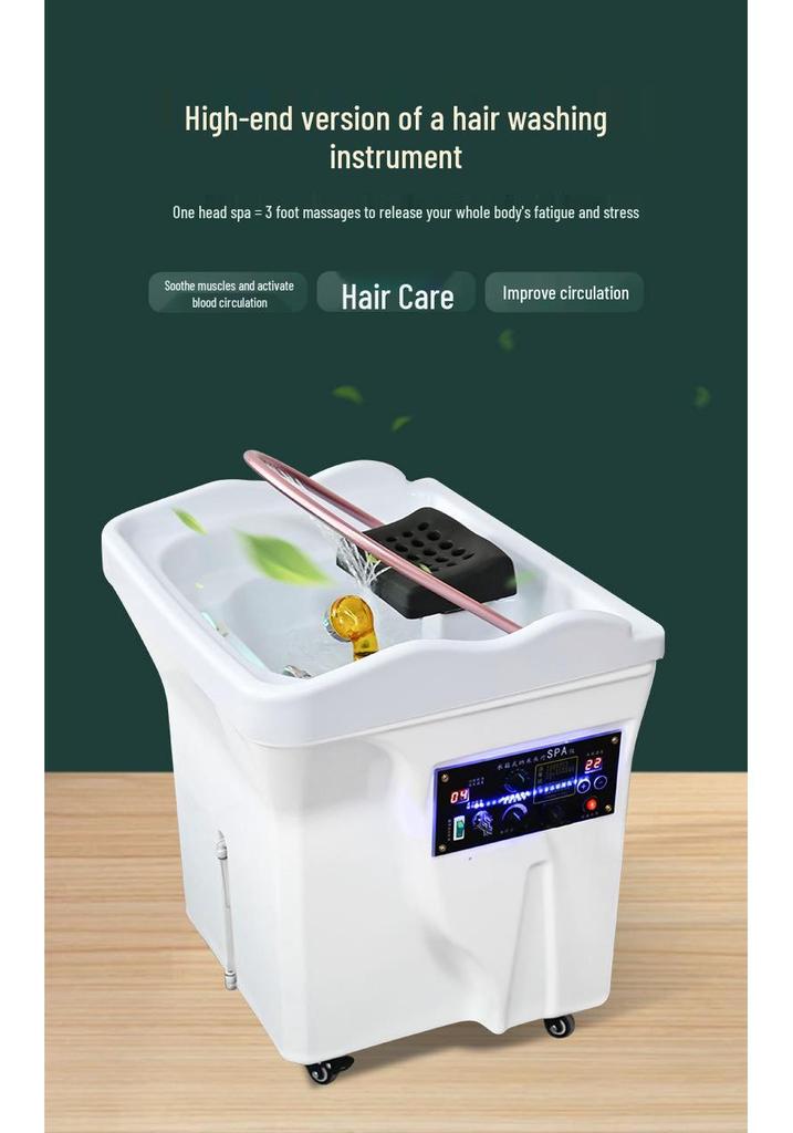 Movable Water Tank Therapy Device for Head and Hair Care in Salons