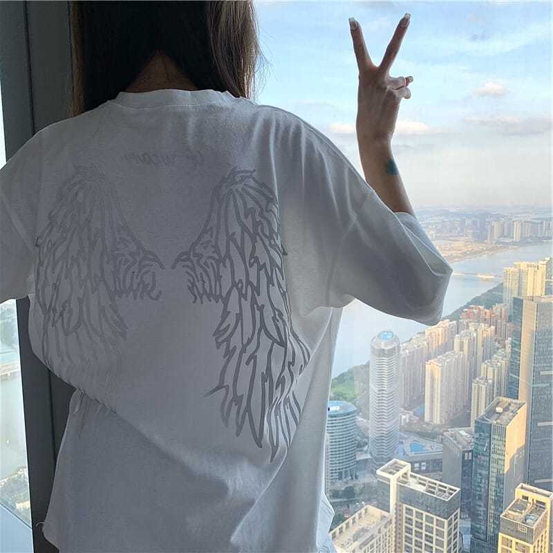 Woman T-Shirts Fashion Oversize Female 2026 Summer Hip Hop Lady Clothing Short Sleeve Tees