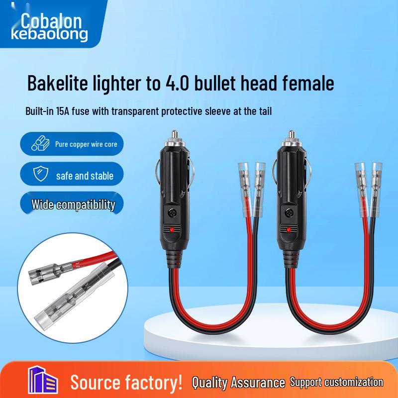 

Bakelite Car Cigarette Lighter to 4.0 Bullet Terminal Female Connector with 16AWG Wiring and Indicator Light.