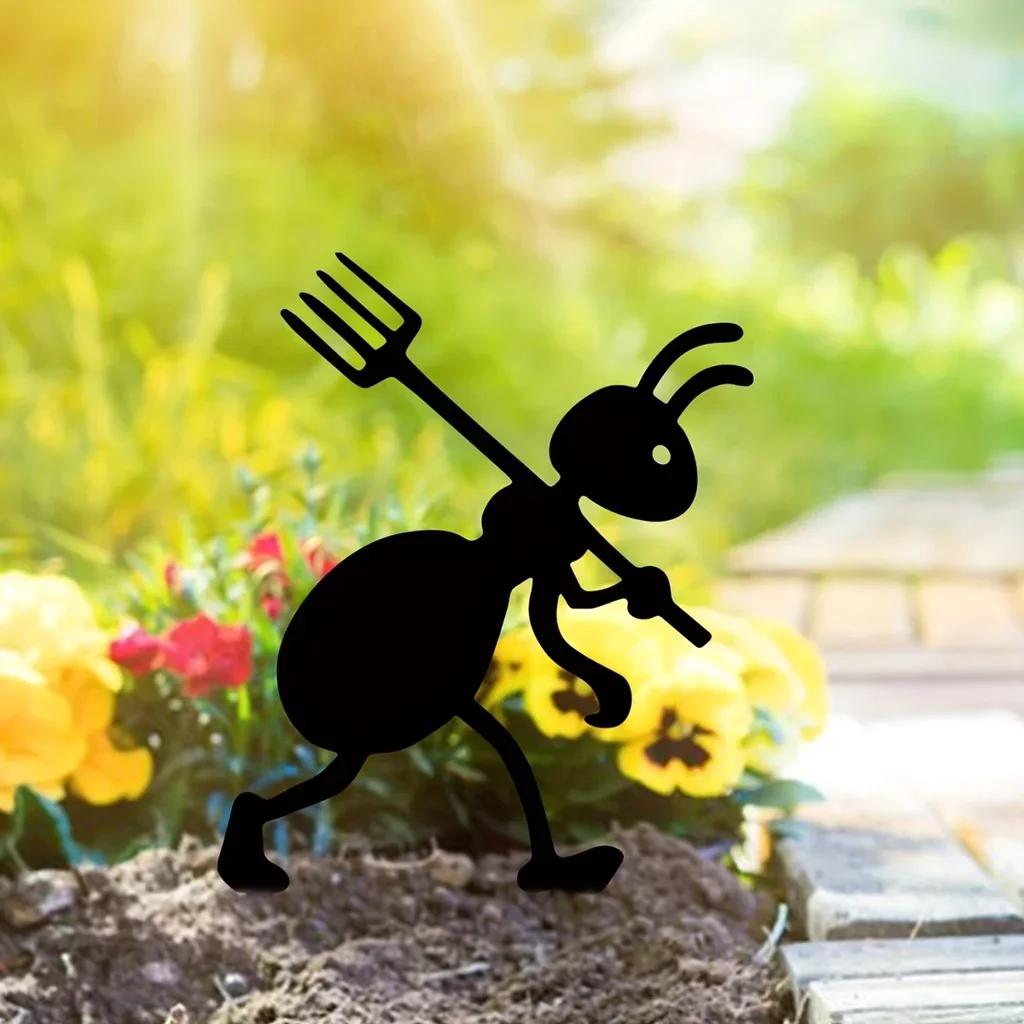 1pc, Garden Decor Ants Outdoor Metal Ants Gardening Ornaments Yard Metal Art Backyard Lawn Stakes Decor Ants Garden Iron Crafts