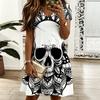 Women V Neck Gentle Camellia Floral Plus Size Summer Short Sleeve Loose Gown