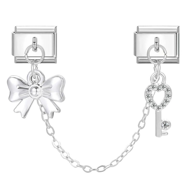 Fashion Personalized DIY Chain Tassel Charm Bracelet Star Heart Butterfly Bow Pendant Bead 9MM Bracelet Stainless Steel Jewelry