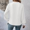 Holiday Casual Chic Shirt Women's Elegant V Neck Lantern Sleeve Soft Stylish Commuter Party Solid Color Top