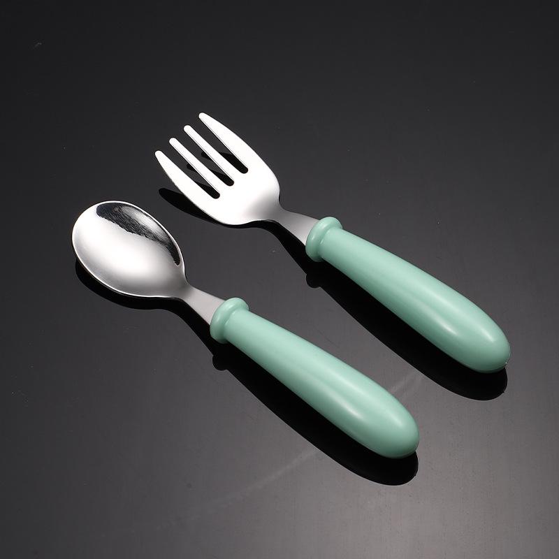 304 Stainless Steel Children's Tableware Set: Spoon, Fork & Box - Perfect Gift for Babies & Mothers