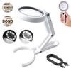 Desktop and Handheld Magnifying 5x and 11x Stand Magnifier with 8 LED 75mm Lens High Adjustable Angle Glass, Magnification, Lights, Two-Level Dimming,
