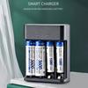 Smart 4-Slot Battery Charger for AA/AAA Ni-MH Batteries Fast Charging USB Plug and Play