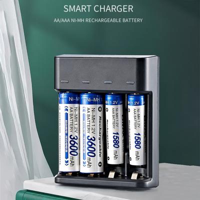 Smart 4-Slot Battery R for AACelsius Ni-MH Batteries Fast Charging USB Plug and Play Re Able Battery Charging Dock
