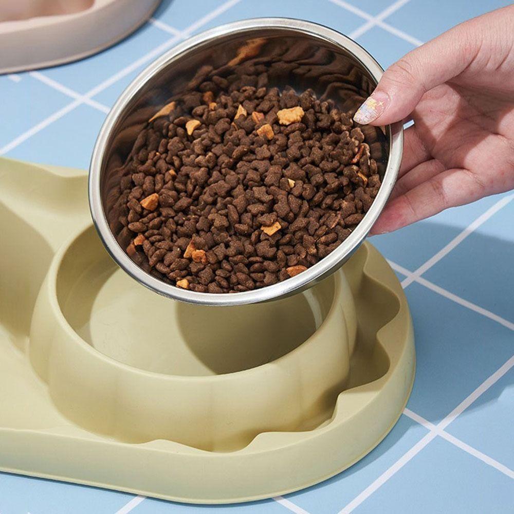 Multifunctional Stainless Steel Double Pet Bowl Leakproof Anti Topple Pet Food Bowl Anti-slip Dog Food Dispenser For Cats Dogs