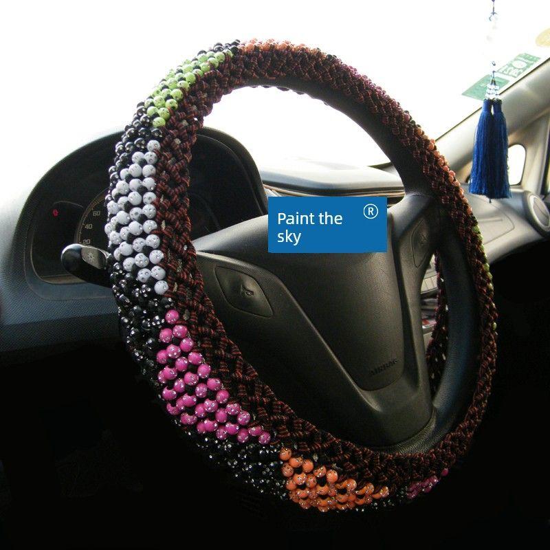 

Wheel Cover, Medium Size, Universal, Colorful, Diamond-Embellished, Hand-Woven Handle Cover, Suitable for All Seasons, Diameter 37cm, 38cm, 39cm New 13 Hand-Stitched Handlebar Cover Medium Size
